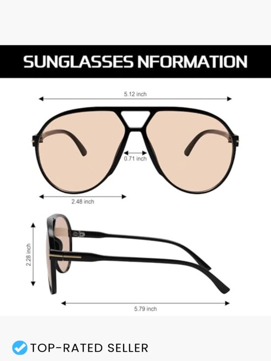 Oversized Square Aviator Sunglasses Retro Classic 70s Vintage Trendy UV400 main image 7
